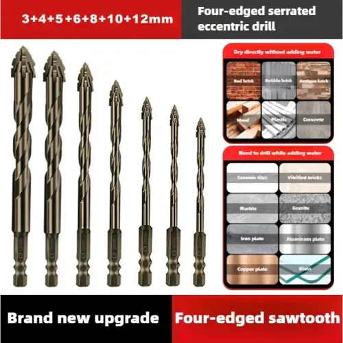Serrated Drill Bits Set High Strength Special Serrated Twist Bits 3-12mm For Concrete Tile Glass Drilling Tools Set