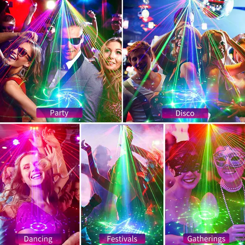 Rechargeable and portable RGB laser party lighting
