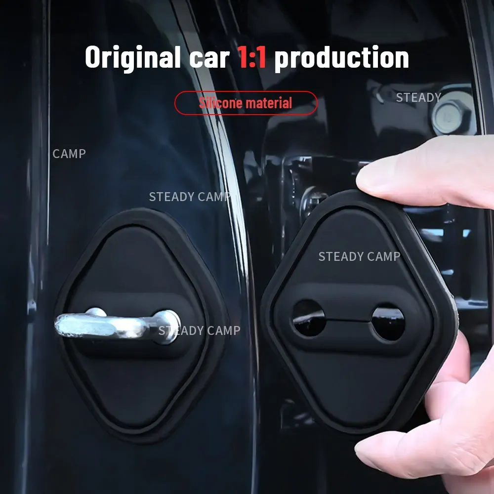 4PCS Silicone buffer and shock-absorbing protective cover for car door lock latches – suitable for Toyota RAV4, Levin, Avalon, and Wildlander.