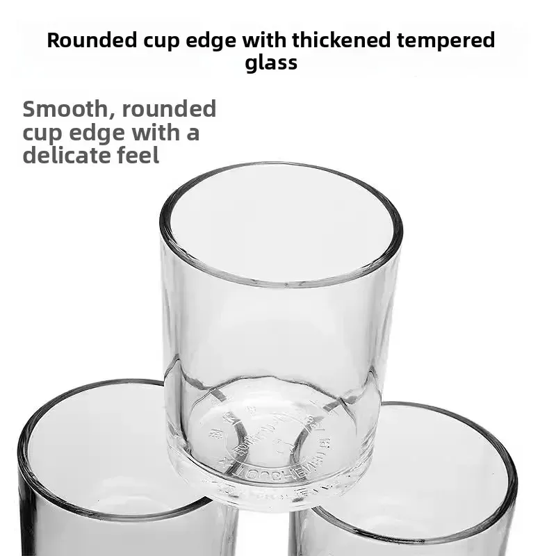 10PCS Tempered glass cup Hotel Thickened Heat Resistant Glass Beer Cup Antibacterial Straight Body Tea Cup for Business Traveling Group Buy