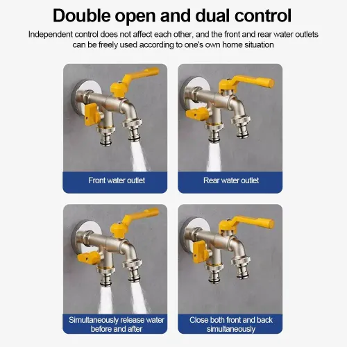 Pure Copper Garden Faucet with Dual Outlets