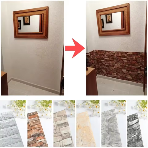 12pcs 35*38.5cm(13.78*15.16in) Waterproof 3D Imitation Brick Wall Stickers Peel and Stick Retro Self-adhesive Wallpaper Panel Moisture-proof DIY
