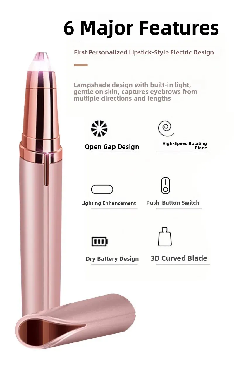 2026 New Electric Eyebrow Trimmer Pen Automatic Hair Removal Razor for Women Men Facial Shaver Beauty Tool Epilator