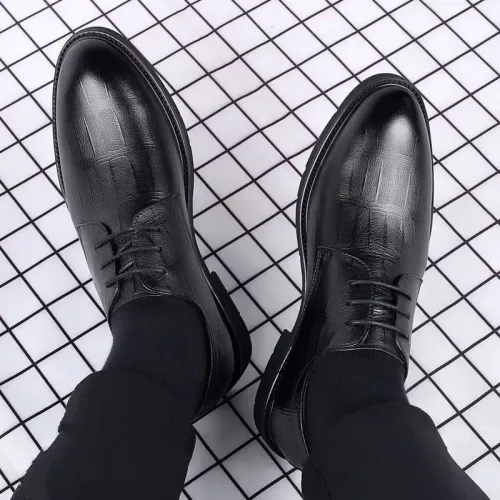 Black Loafers Shoes Plaid Social Shoe Male Solid