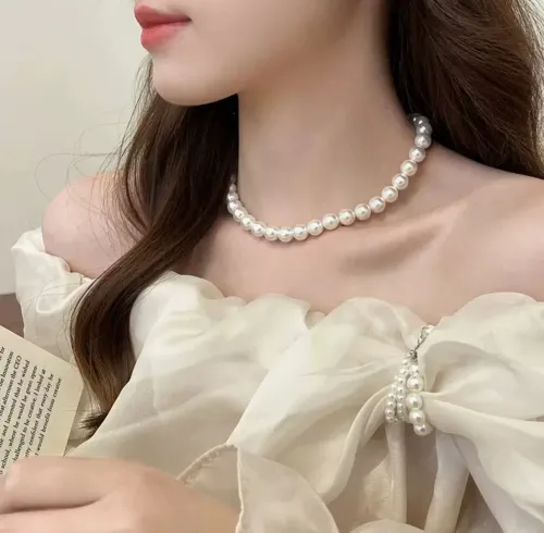2026 New Fine Round Flawless Glass Pearl Necklace Women's Top Quality Thin Clavicle Chain Small Beads Daily Wear Jewelry