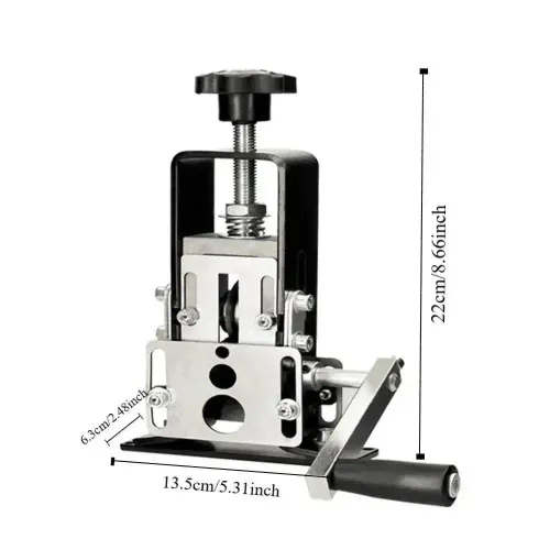 Hand cranked copper wire stripping tool