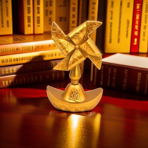 Alloy Windmill Rotating Ornament Crafts Gold Good Luck Home Decor Artificial Lucky Auspicious Ornament Feng Shui Supplies