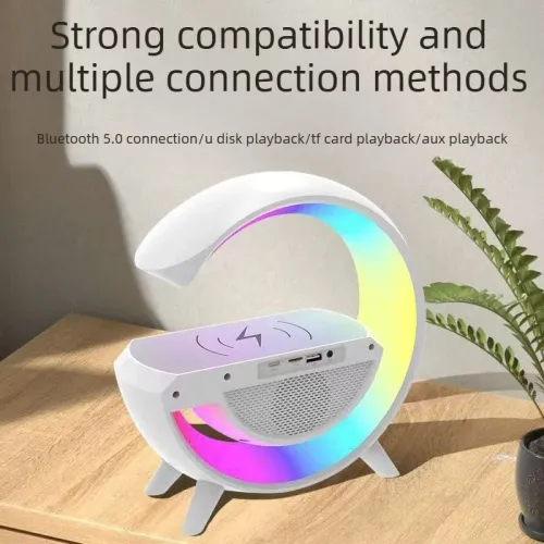 2026 Hot Selling Bluetooth Speaker Wireless Charging Home Alarm Clock Atmosphere Light