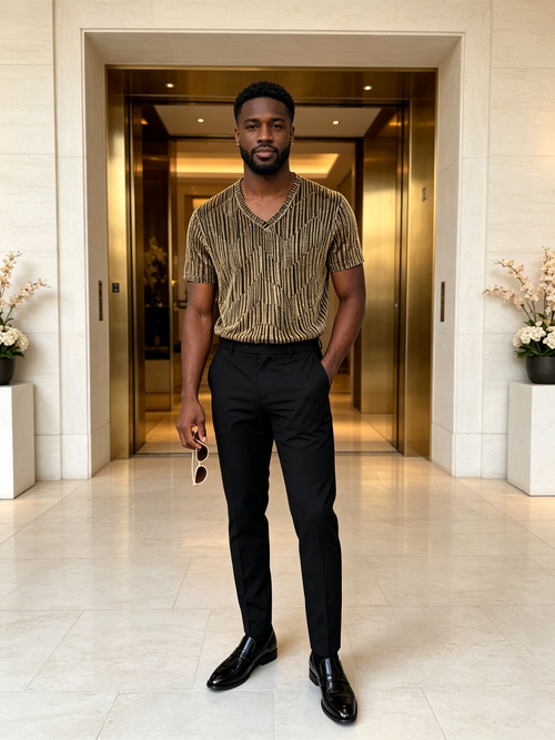 High end T-shirt with golden texture