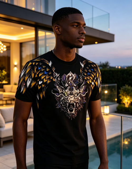 Dragon Wing Rhinestone Men T-Shirt