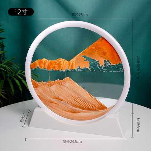 Moving Sand Art Picture Decor – 3D Deep Sea Sandscape Liquid Motion Round Glass Frame | Flowing Sand Art for Stress Relief | Artistic Desktop Decor for Home & Office