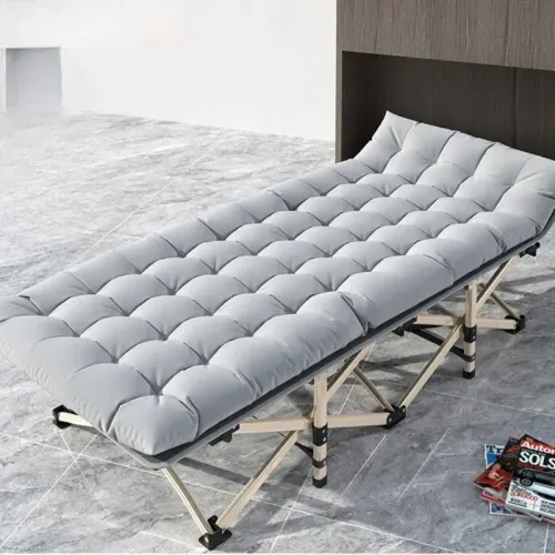 Camping Equipment Metal Multifunctional Outdoor With Pillow Portable Travel Foldable Clamshell Camping Cot Folding Bed