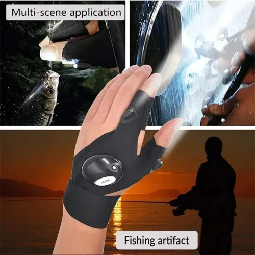 For Fishing Equipment Accessories Glove With Led Fingerless Light Fingers Mittens Apparel Cycling Gloves With Lights Gloves