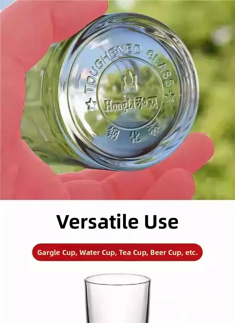 10PCS Tempered glass cup Hotel Thickened Heat Resistant Glass Beer Cup Antibacterial Straight Body Tea Cup for Business Traveling Group Buy