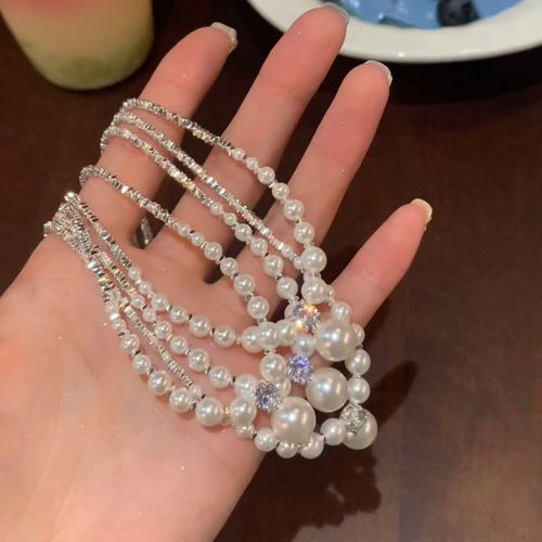 Silver Pearl Drop Necklace
