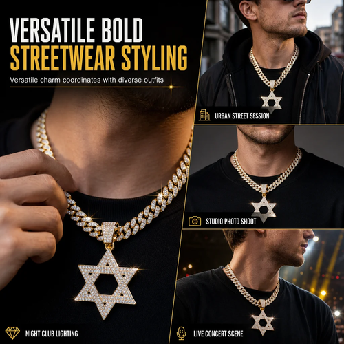 Hip Hop Iced Out Davidster Hanger met 50cm Ketting – Nu met Korting!