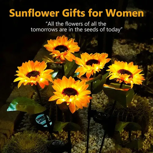 3 PCS Sunflower Solar Lamp LED Sunflower Yellow Flower Lamp Decor