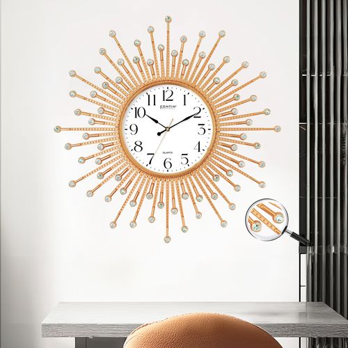 light luxury sun wall clock living room decoration atmosphere high sense clock wall hanging creativity