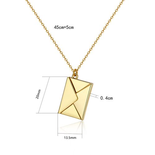 Stainless Steel Envelope Secret Letter Charm Pendant Hidden Love Letter Fashion Wedding Gift Mom Wife Girlfriend Secret Pendant 'Love You'