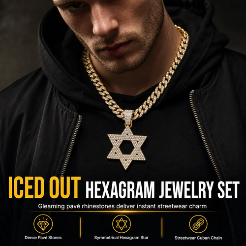 Hip Hop Iced Out Davidster Hanger met 50cm Ketting – Nu met Korting!