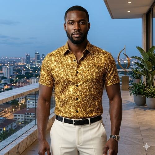 Vintage Casual Printed Polo Shirt Summer Male Clothes Trend Business Office Casual All-match Single-breasted Short Sleeve Shirt