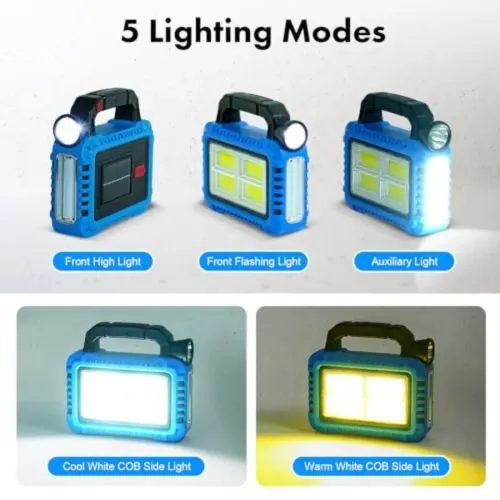 Solar Lantern LED Flashlight for Power Outages Portable Camping Essentials Lights Rechargeable Battery Powered Tent Lights for