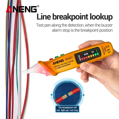 Non Contact Voltage Tester Adjustable Sensitivity Live Zero Line Detect Torch Light LED Alarm Handheld Testing Tool