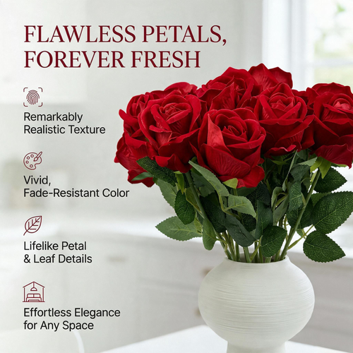 15pcs Realistic Artificial Rose Bouquet for Weddings, Birthdays, and More for Floral Arrangements and Home Decor