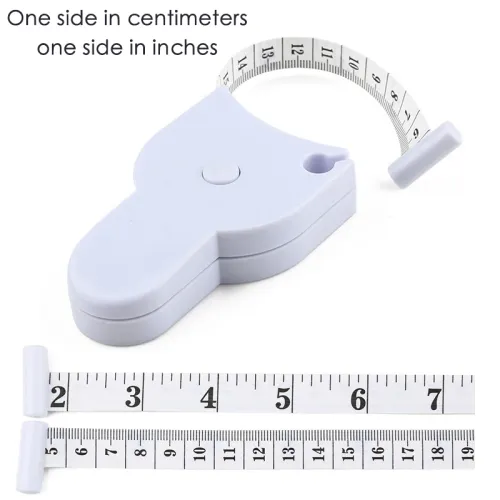 2pcs Auto-Retractable Body Measuring Tape, 60 Inch 3D Measurement Tool for Waist Hip Bust Arms in White