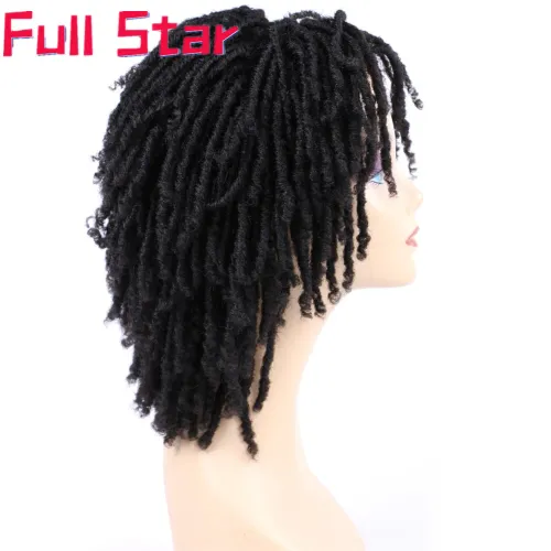 Short Dreadlock Wig Twist Wigs for Black Women Men Afro Curly Synthetic Glueless Wigs Short Afro Twist Faux Locs Braided Wig