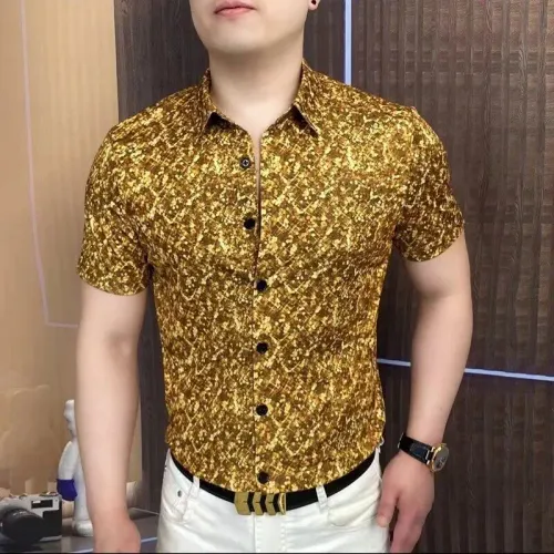 Vintage Casual Printed Polo Shirt Summer Male Clothes Trend Business Office Casual All-match Single-breasted Short Sleeve Shirt