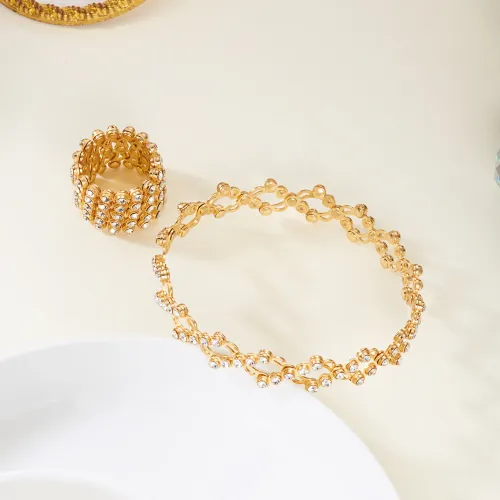 Trendy Adjustable Zircon Ring Bracelet 2-in-1 Design Bracelet Jewelry Accessories