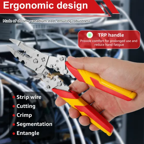 14 in 1 Multifunctional  Stripper Pliers Foldable Cable  Tool Ergonomic Electric Wire Cutting Splitting Crimping