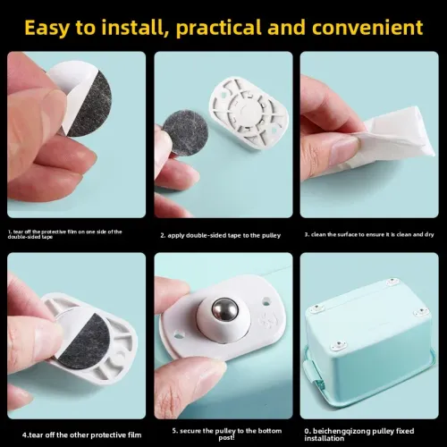 4 pcs Self Adhesive Caster Mini Swivel Wheels Stainless Steel Universal 360 Degree Rotation Pulley for Furniture Storage Box