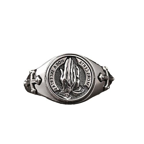2PCS Men's Ring Personalized Retro Prayer Hand Open Mouth Prayer Creative Ring Fashionable Charm Jewelry Gift