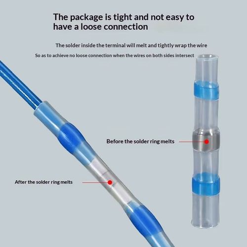 Heat-shrink solder connectors (pack of 50 or 100) – waterproof solder seal, heat-shrink butt connectors.