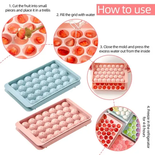 （Ice Cube Tray Set）Set of Two 33Cavity Ice Ball Molds RefrigeratorSpecific Ice Makers with LidsMini Round Ice Cube Trays Ideal for Cocktails and Whiskey