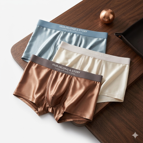 3PCS Men's Cool Ice Silk Boxers Shorts Summer Satin-like Solid Underpants Skin Friendly Breathable Mesh Crotch Male Underwear