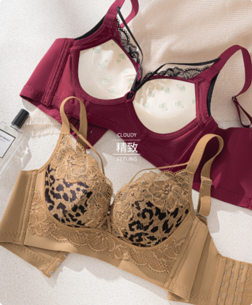 Womens Leopard Print Strapless Bra Set Sexy Push Up Lingerie