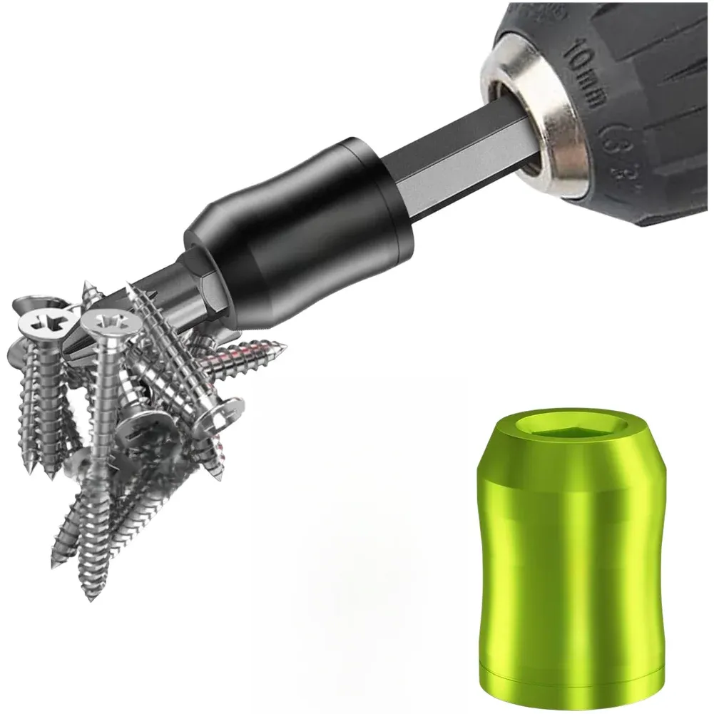 3-in-1 Aluminum Alloy Magnetic Screw Ring with 6.35mm Hex Shank Strong Magnetizer Retaining Ring for Screwdriver Bits