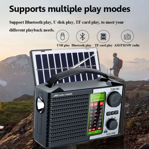 Portable Full-Frequency Radio Wireless Bluetooth Music Player with Powerful LED Light and Rechargeable Battery