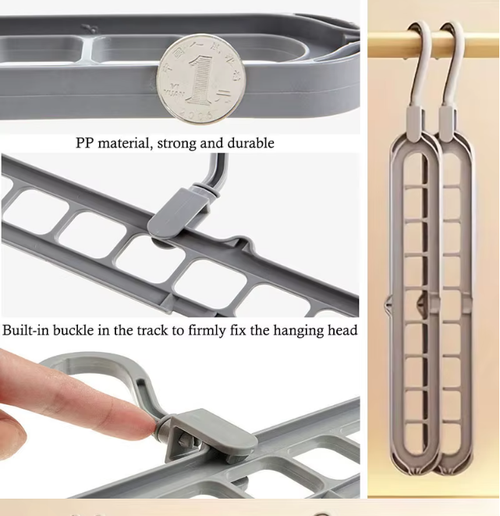 10pcs 9 Hole Foldable Hanger Wardrobe Space Saving Storage Hanger For Clothes Drying