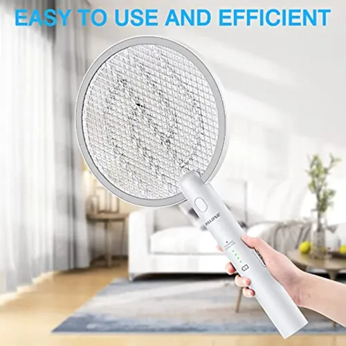 2 in 1 Mosquito swatter Electric Fly Bug Killer Lamp Zapper with 1200mAh Battery USB charge with Safety Mesh for Indoor,Outdoor