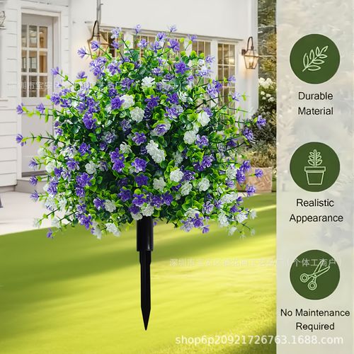 2 pis 45cm simulated white purple eucalyptus camellia grounding plug