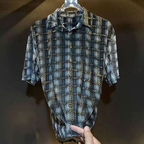 Premium  Golden Check Short Sleeve Shirt