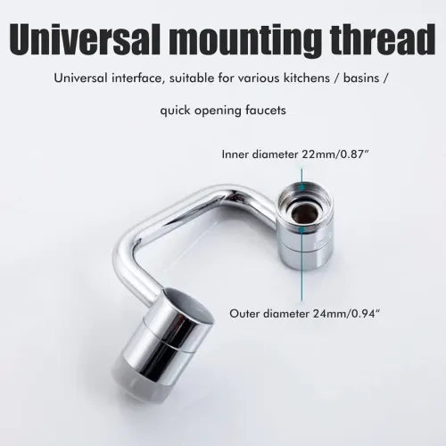 1pc 1080° Alloy Mechanical Arm Faucet Swivel Stainless Steel Faucet Extender Splashproof Dual Spray Mode Bathroom Sink Accessories Universal, with Adapter