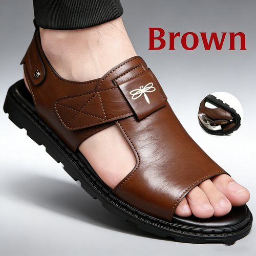 2026 new leather sandals with anti slip soft bottom slippers