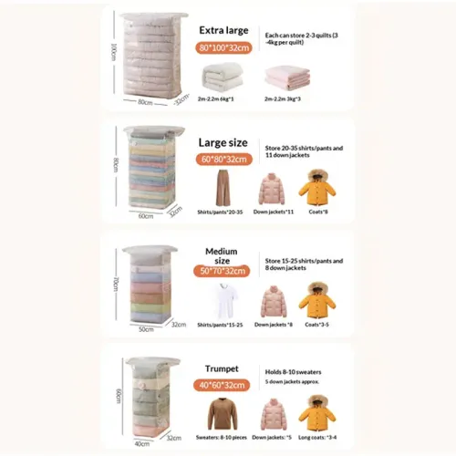 2PC No-pump Vacuum Storage Bags 3D Vacuum Compression Luggage Sealing Bag Clothes Comforters Blankets Large Capacity Storage Bag