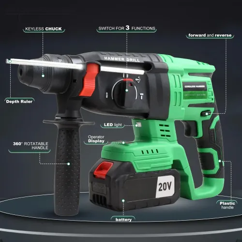 20V cordless electric rotary hammer drill with Plus Bit industrial grade battery for disassembly and drilling