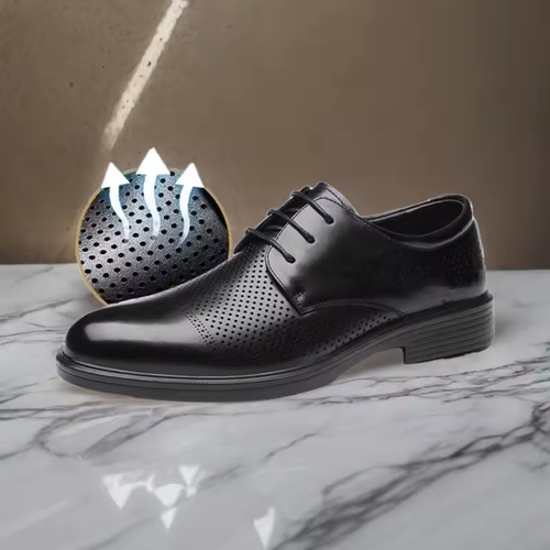 Men's Summer Breathable Hollow out Large Size Soft Leather Business Formal Shoes Casual Slip-On Loafers Comfortable